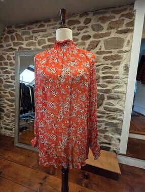 ESCADA Red, Blue & White Smocked Top